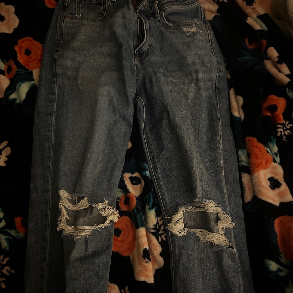 American Eagle Outfitters Ripped Blue Boyfriend Jeans